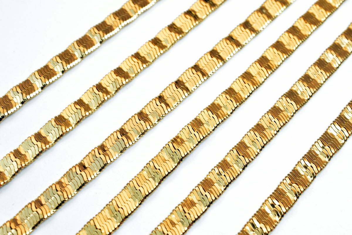 18K Gold Filled Alternative Snake Chain: Jewelry Making Supply, Tarnish-Resistant Gold (19.5" Length, 4mm Width, )