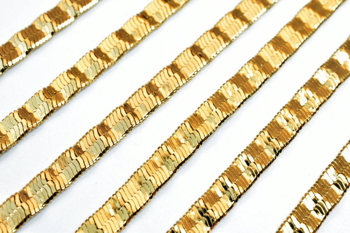 18K Gold Filled Alternative Snake Chain: Jewelry Making Supply, Tarnish-Resistant Gold (19.5" Length, 4mm Width, )