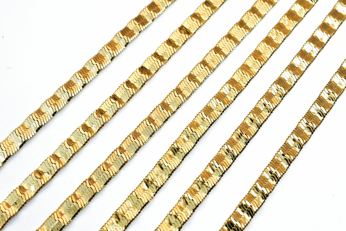 18K Gold Filled Alternative Snake Chain: Jewelry Making Supply, Tarnish-Resistant Gold (19.5" Length, 4mm Width, )