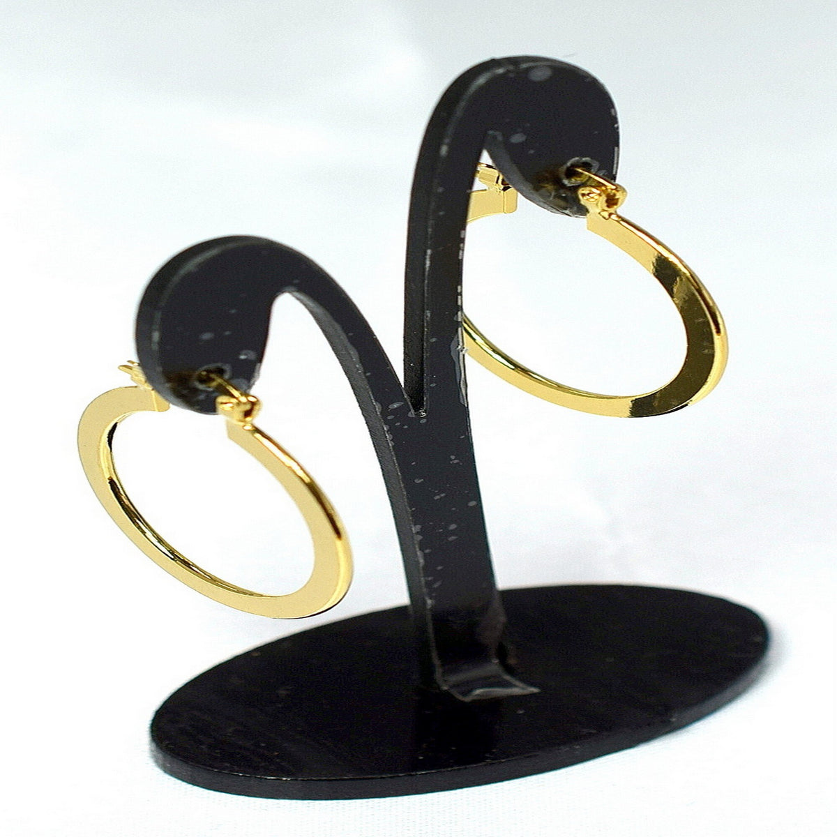 Flat Plain Hoop Earring Gold Filled EP 18Kt , Jewelry Making 30mm Round , 1mm thickness Hugging Earring , 3mm width Good f...