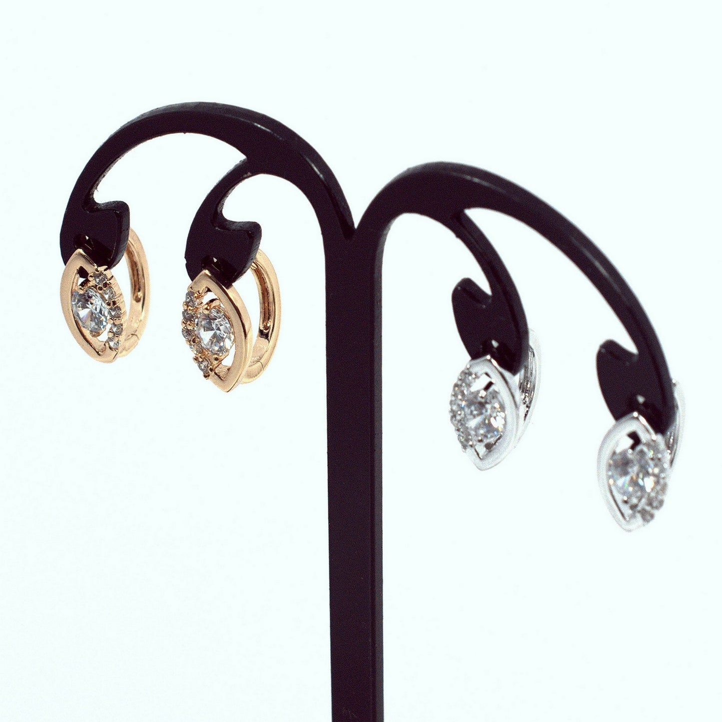Evil Eye Hoop Earring Gold Filled EP ,Rhodium Size 12mm,Round Clear Zircon Gorgeous Ladies Girls For Jewelry Making Huggin...