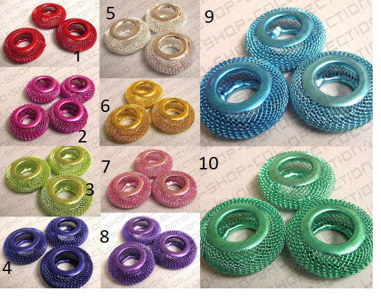 6 PCs Wire Mesh Beads Basketball wives large hole metal jewelry big hoop earring chunky bead jewelry making jewelry making...