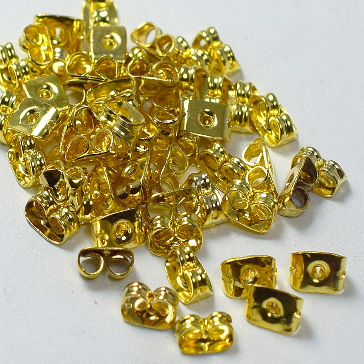 Ear Nut Gold Tone 6mm Replacement Backs, Copper Durable Locks (Fits 0.8mm Hole, Lightweight, 50pcs Pack)