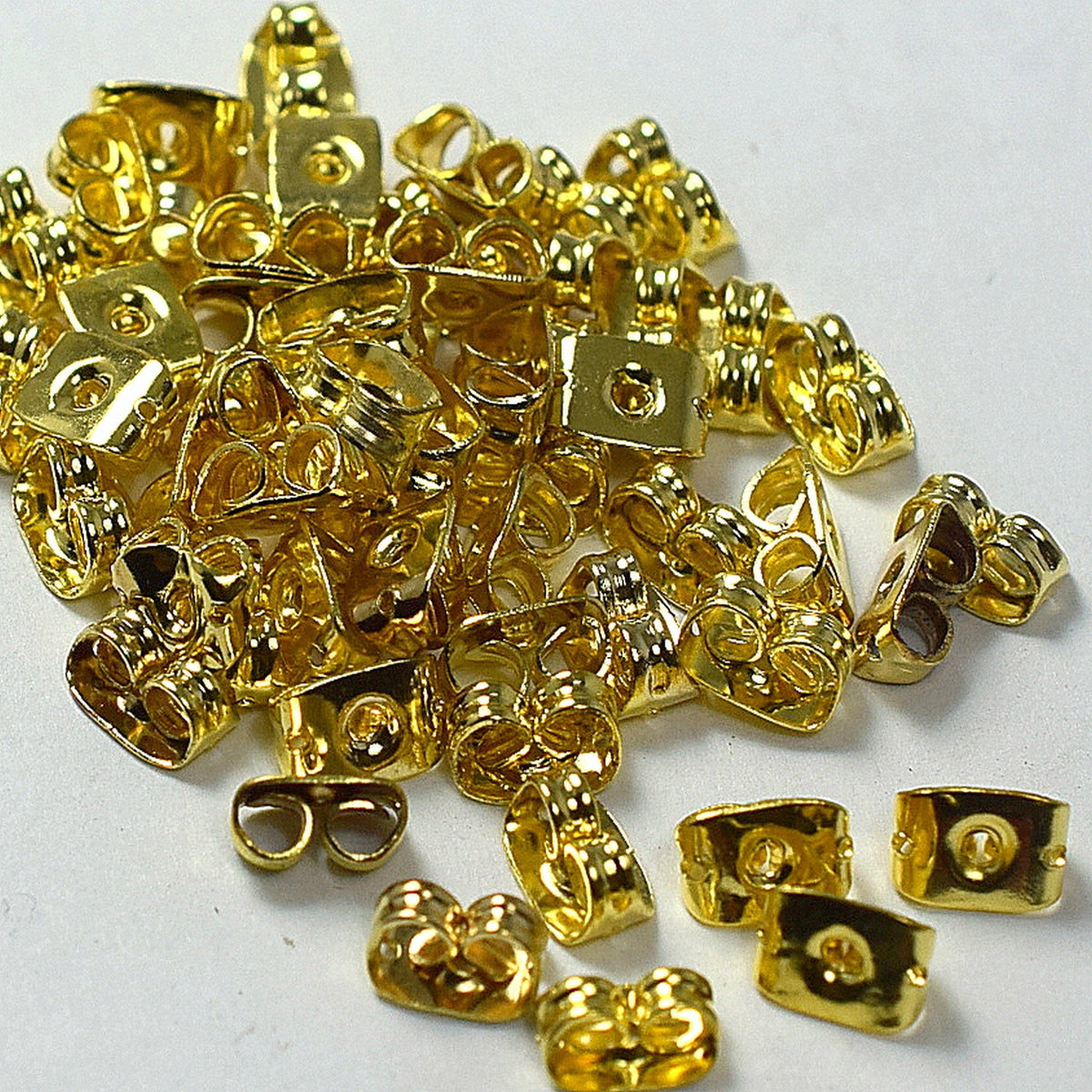 Ear Nut Gold Tone 6mm Replacement Backs, Copper Durable Locks (Fits 0.8mm Hole, Lightweight, 50pcs Pack)