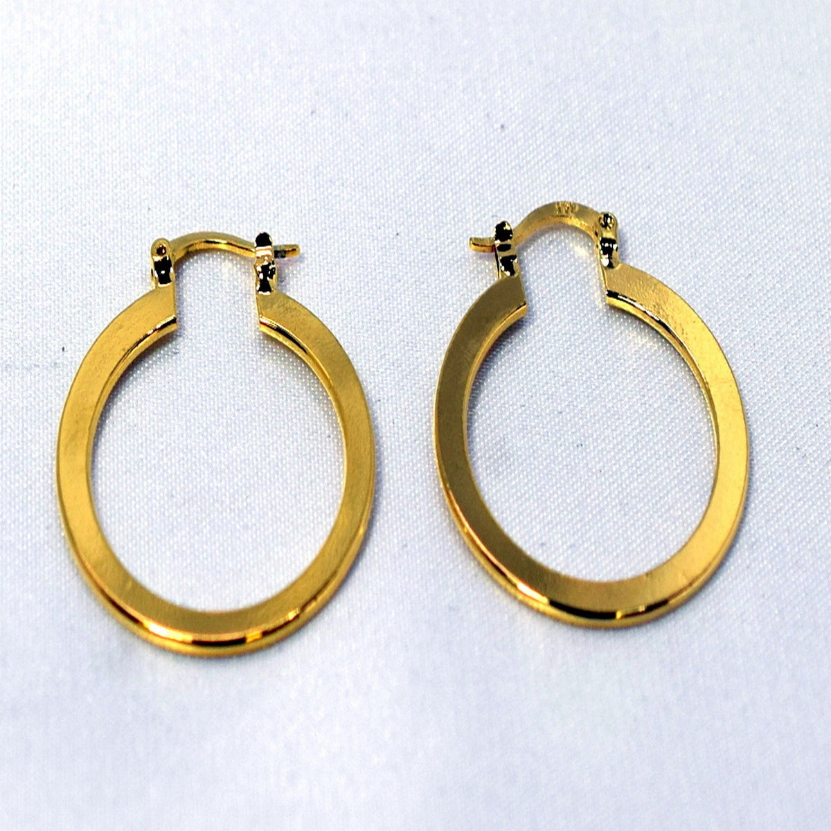 Flat Plain Hoop Earring Gold Filled EP 18Kt , Jewelry Making 30mm Round , 1mm thickness Hugging Earring , 3mm width Good f...