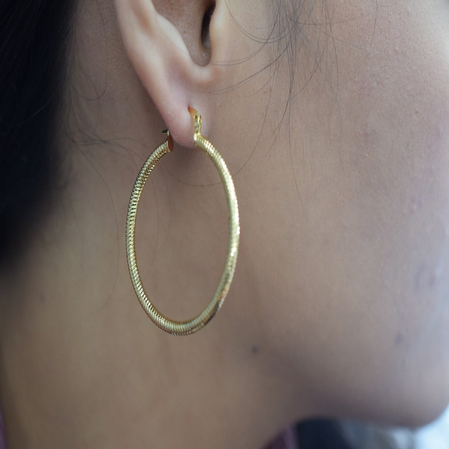 Diamond Cut Hoop Earring Gold Filled EP 18Kt , Jewelry Making 40mm Round , 3mm thickness Hugging Earring jewelry making su...