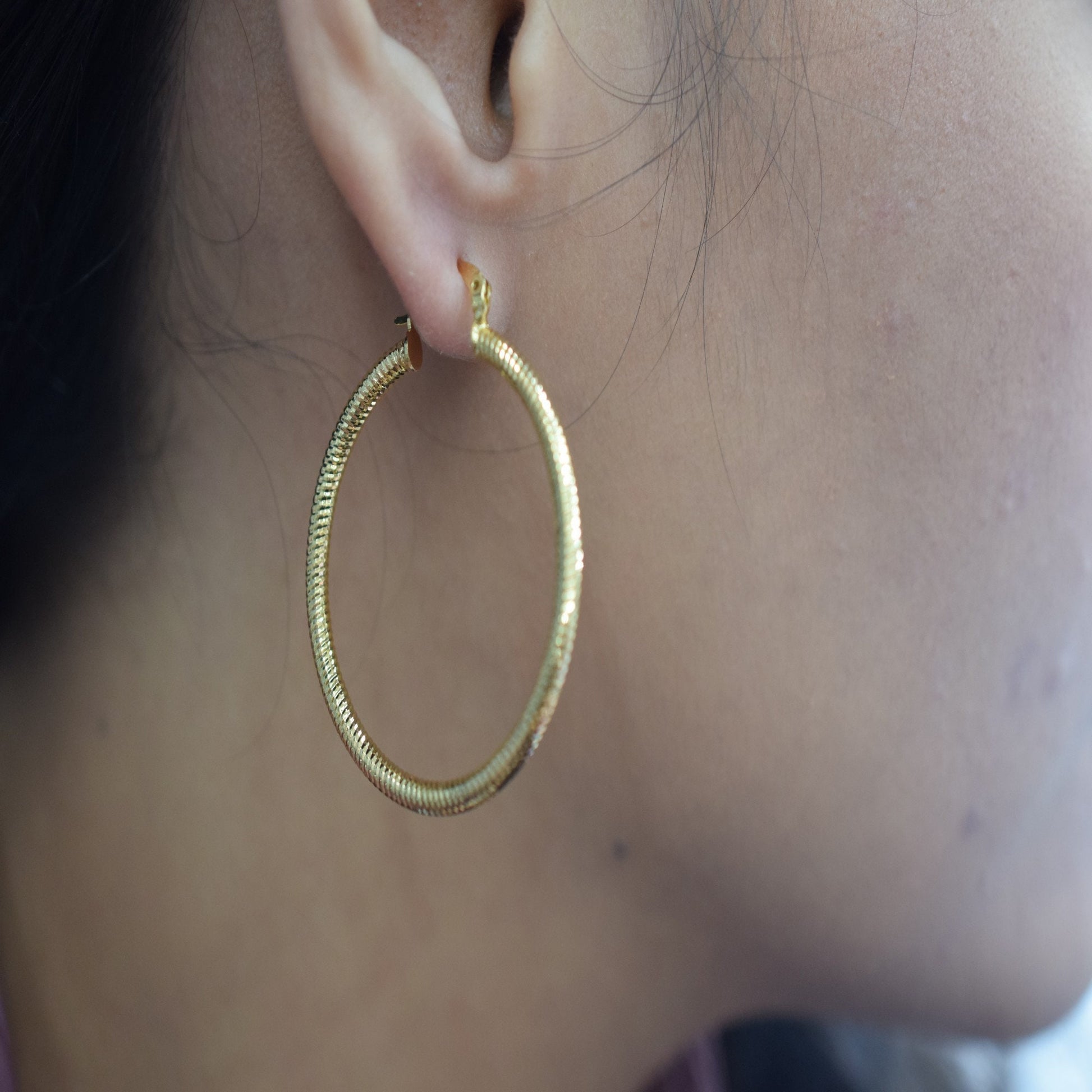 Diamond Cut Hoop Earring Gold Filled EP 18Kt , Jewelry Making 40mm Round , 3mm thickness Hugging Earring jewelry making su...