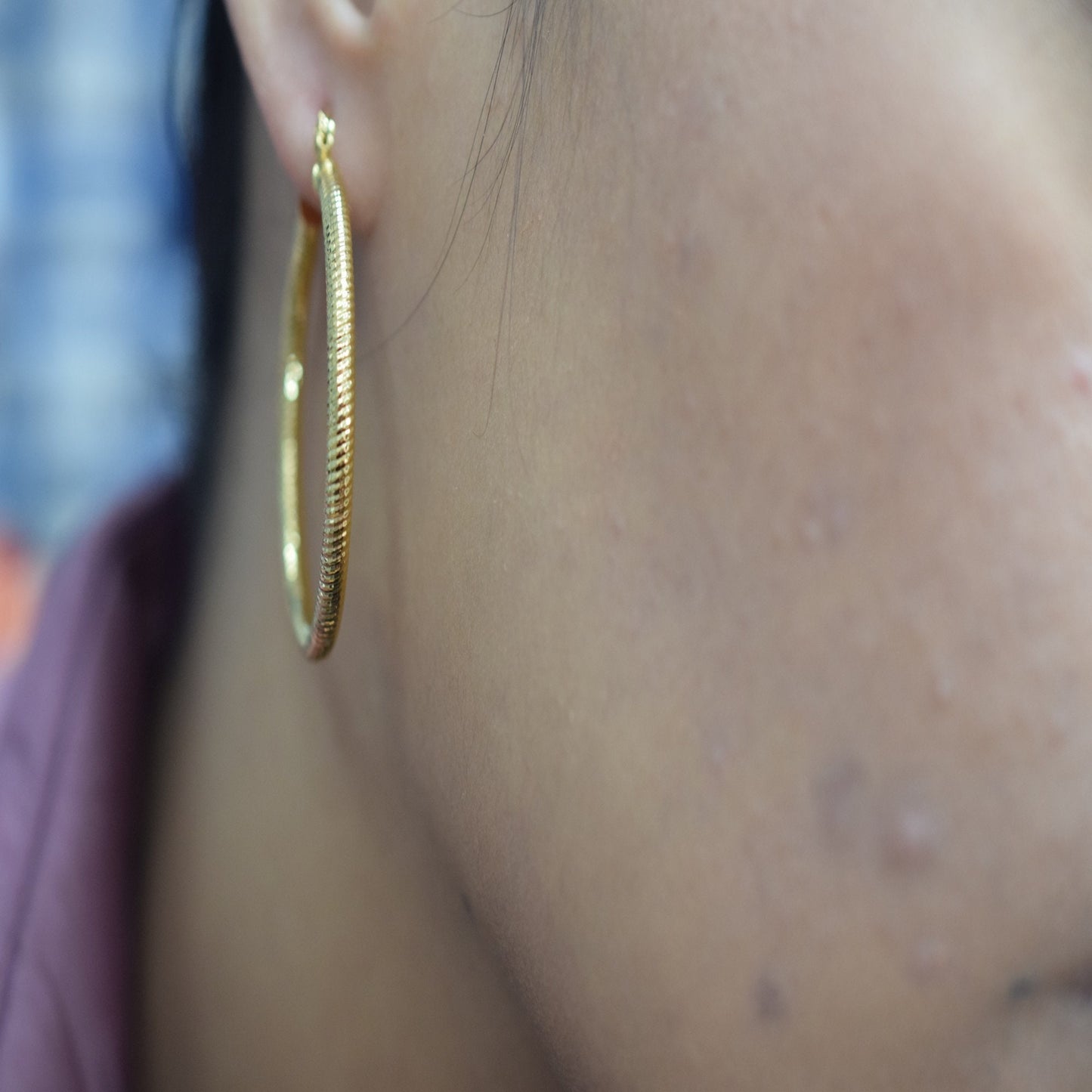 Diamond Cut Hoop Earring Gold Filled EP 18Kt , Jewelry Making 40mm Round , 3mm thickness Hugging Earring jewelry making su...