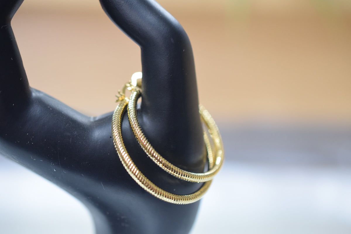 Diamond Cut Hoop Earring Gold Filled EP 18Kt , Jewelry Making 40mm Round , 3mm thickness Hugging Earring jewelry making su...