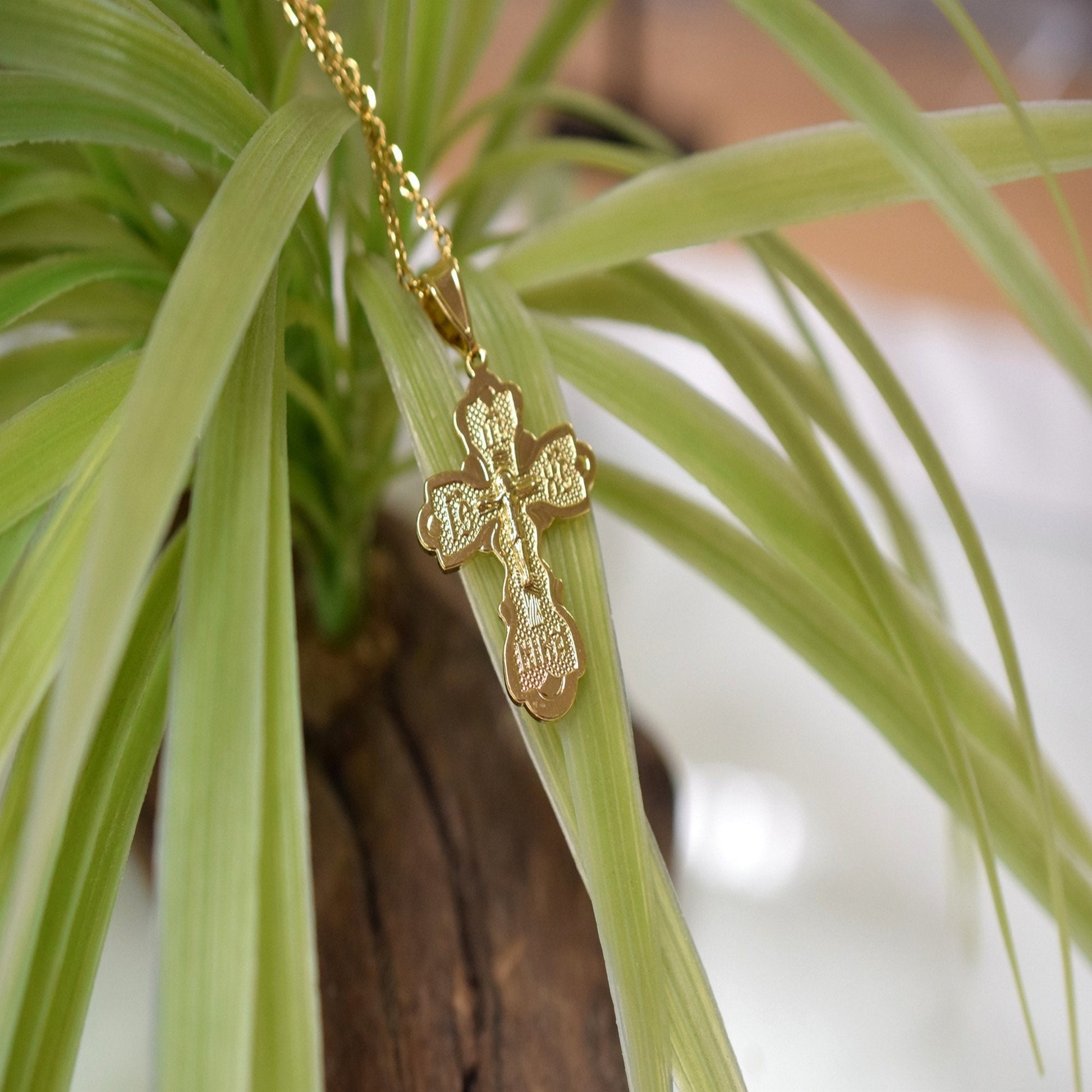 18Kt as as Gold Filled* tarnish resistant Religious Cross Pendant With Jesus For Rosary Baby Christening Baptism Gift  Jew...