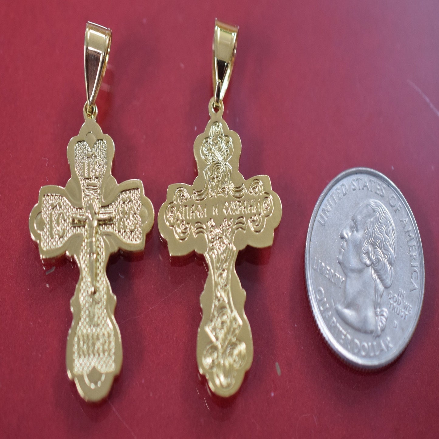 18Kt as as Gold Filled* tarnish resistant Religious Cross Pendant With Jesus For Rosary Baby Christening Baptism Gift  Jew...