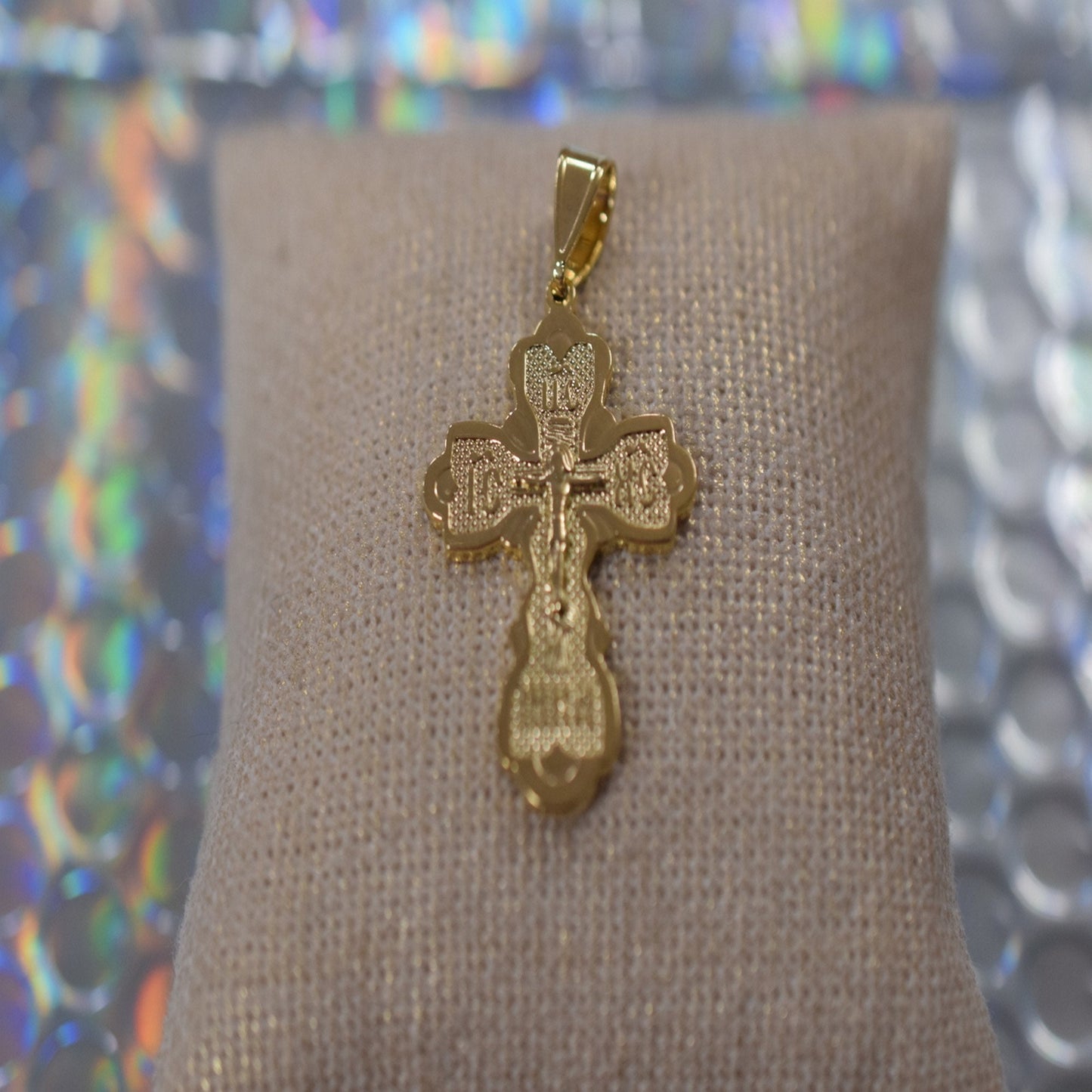 18Kt as as Gold Filled* tarnish resistant Religious Cross Pendant With Jesus For Rosary Baby Christening Baptism Gift  Jew...