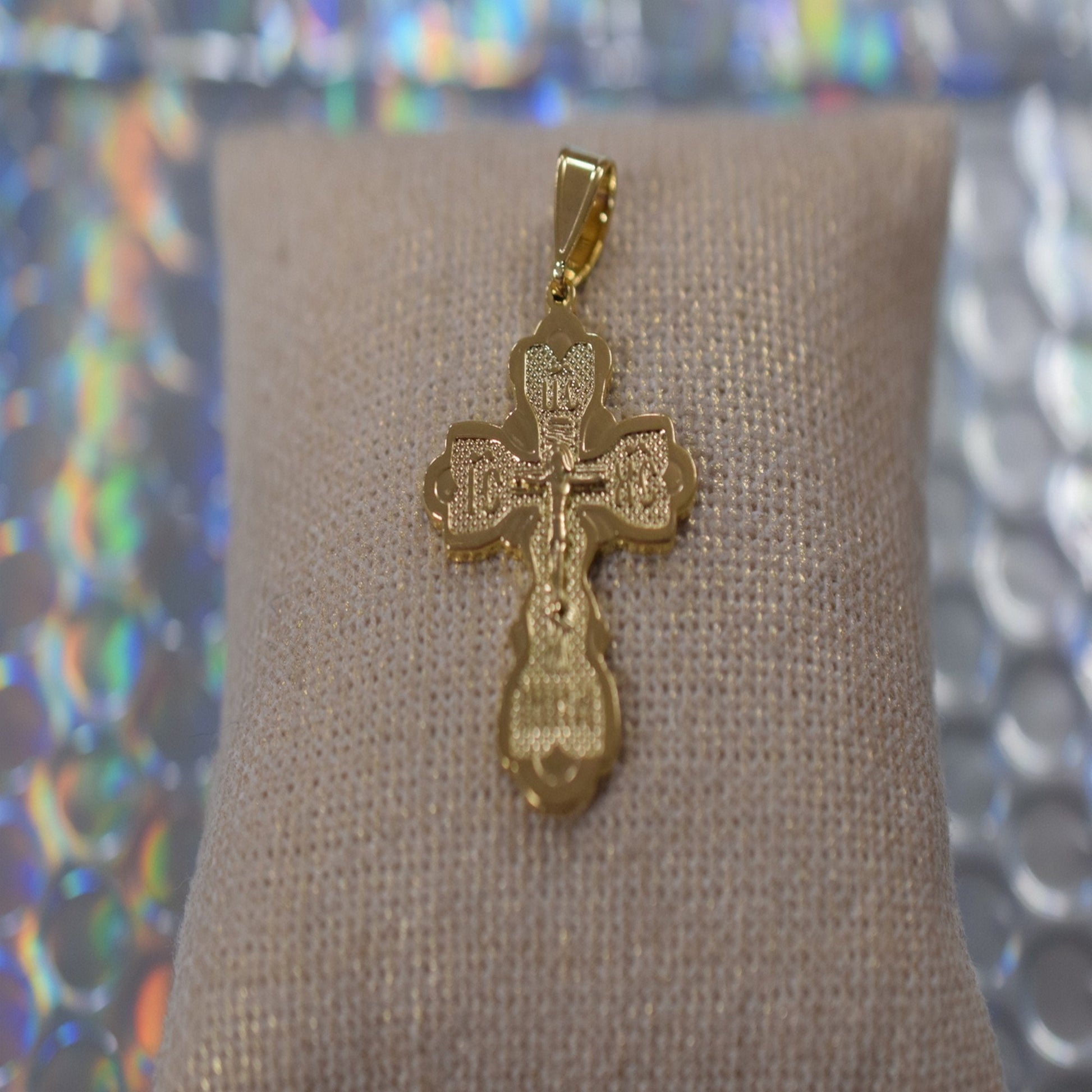 18Kt as as Gold Filled* tarnish resistant Religious Cross Pendant With Jesus For Rosary Baby Christening Baptism Gift  Jew...