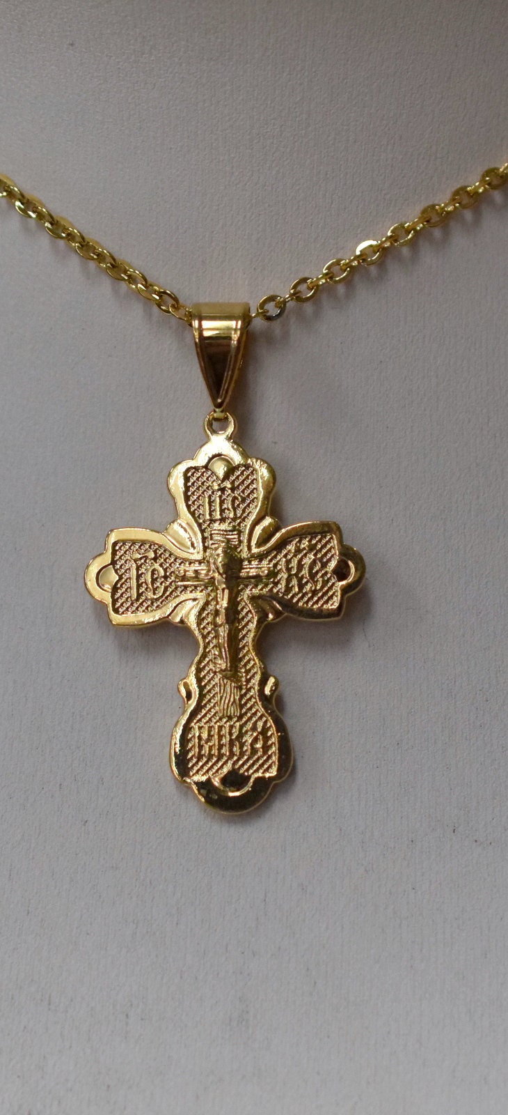 18Kt as as Gold Filled* tarnish resistant Religious Cross Pendant With Jesus For Rosary Baby Christening Baptism Gift  Jew...