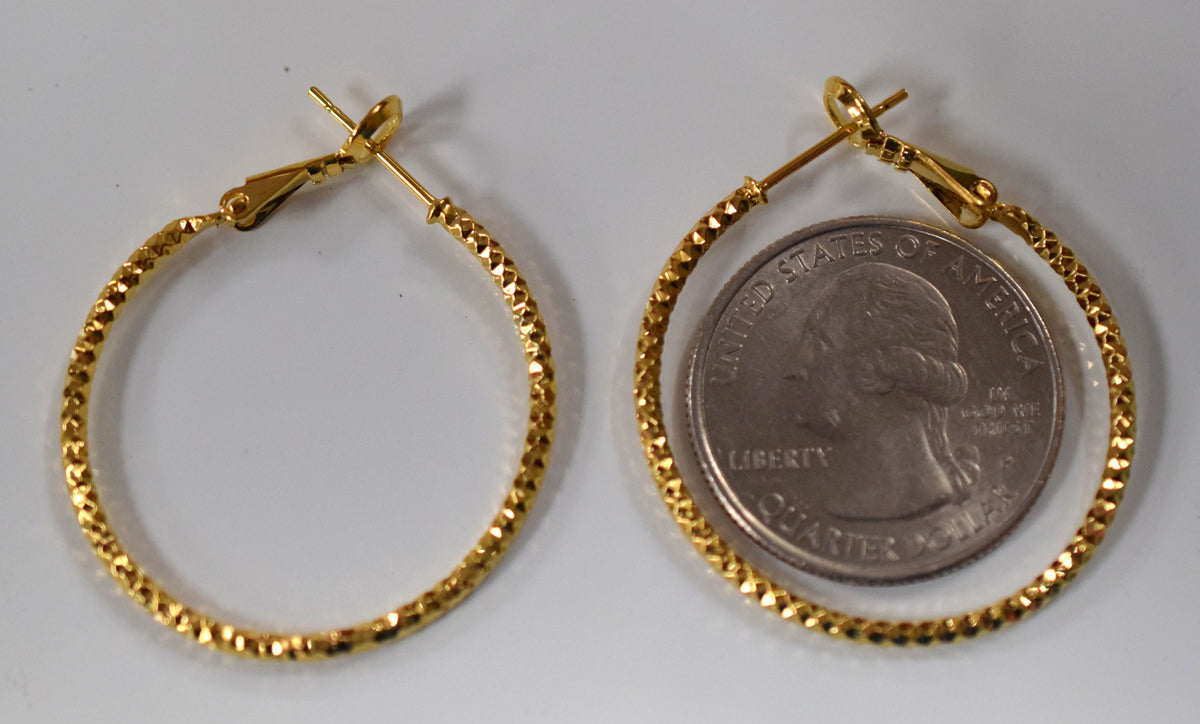 Diamond Cut  Hoop Earring Gold Filled EP 18Kt Jewelry Making 30mm Earring For Every Body 2mm thickness Diamond Cut Earring...