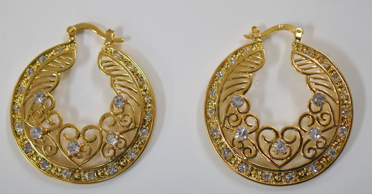 Filigree Zircon Hoop Earring as Gold Filled* 18Kt , Jewelry Making 42mm Round , 3mm thickness Hugging Earring jewelry maki...