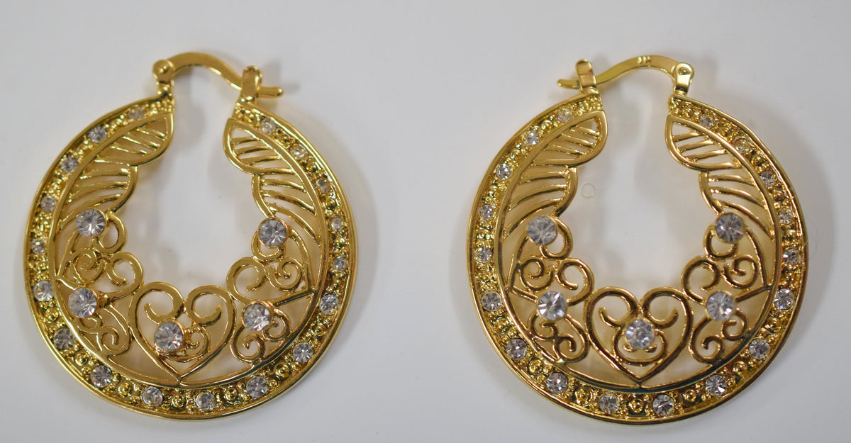 Filigree Zircon Hoop Earring as Gold Filled* 18Kt , Jewelry Making 42mm Round , 3mm thickness Hugging Earring jewelry maki...