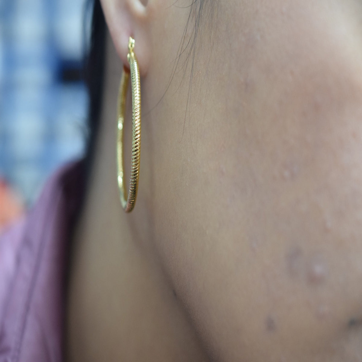 Diamond Cut Hoop Earring Gold Filled EP 18Kt , Jewelry Making 40mm Round , 3mm thickness Hugging Earring jewelry making su...