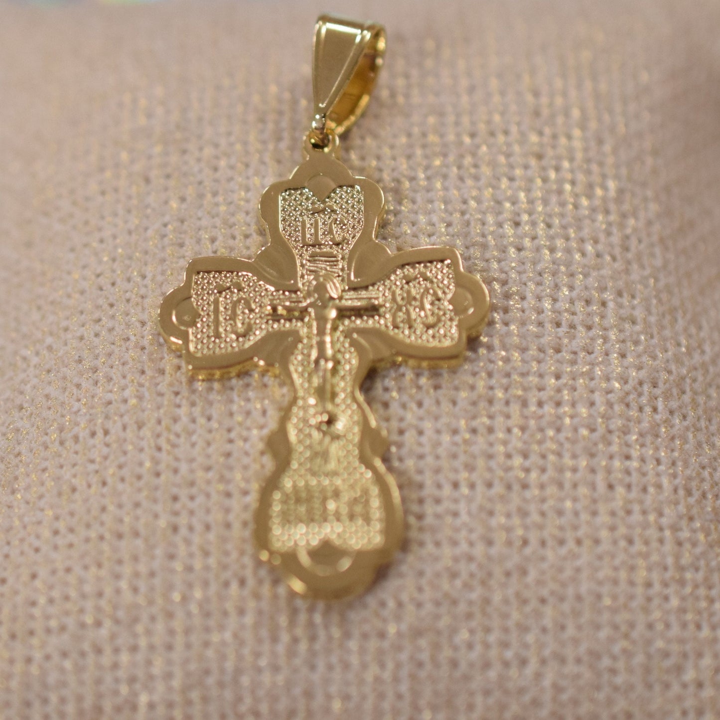 18Kt as as Gold Filled* tarnish resistant Religious Cross Pendant With Jesus For Rosary Baby Christening Baptism Gift  Jew...