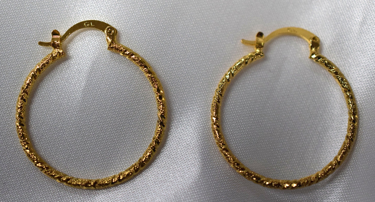 Diamond Cut  Hoop Earring Gold Filled EP 18Kt Jewelry Making 30mm Earring For Every Body 2mm thickness Diamond Cut Earring...