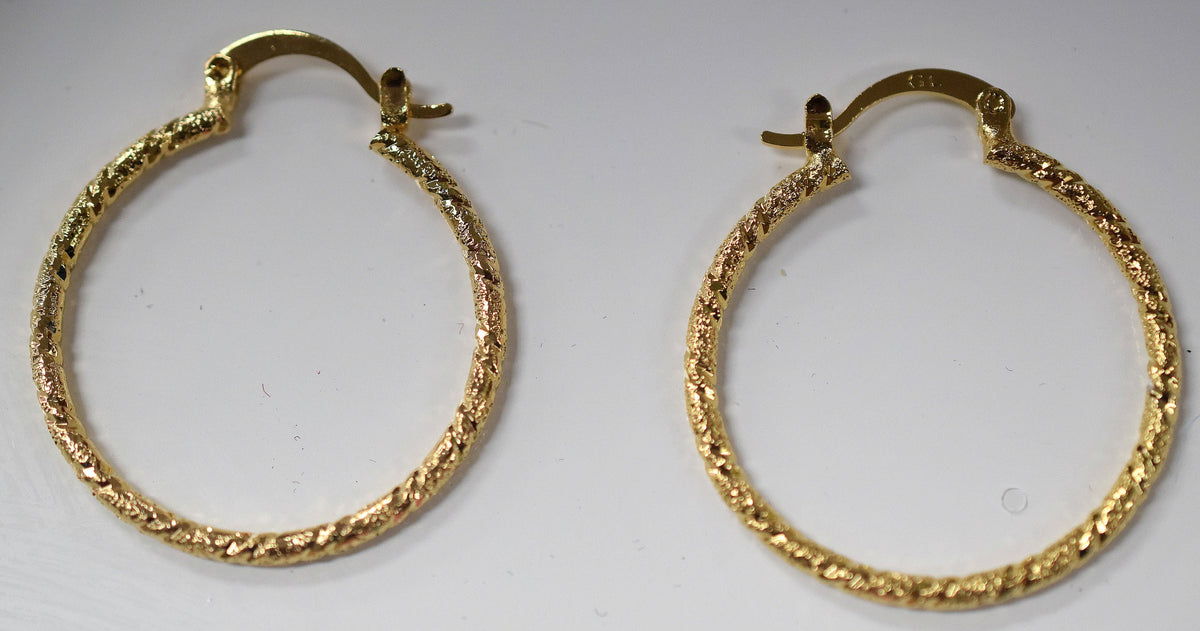 Diamond Cut  Hoop Earring Gold Filled EP 18Kt Jewelry Making 30mm Earring For Every Body 2mm thickness Diamond Cut Earring...