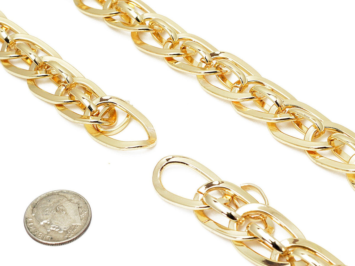 15mm Gold Plated Chain Cable Chain/Link Chain Paper Clip 18K Gold Plated Chain Findings Sold by Foot For Jewelry Making GF...