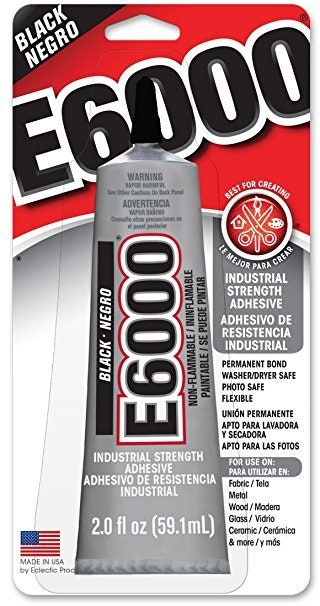 1 Black E6000 2.0 oz Glue Ideal for bonding wood, fabric, leather, ceramic, glass, metal and more jewelry making supplies