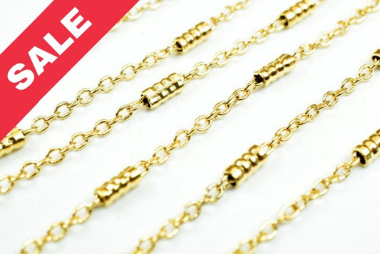 18K Gold Plated* tarnish resistant Bar Chain, Cable Chain, Bar Size 2mm Chain Size 1mm for Jewelry Making GFC050 Sold by F...
