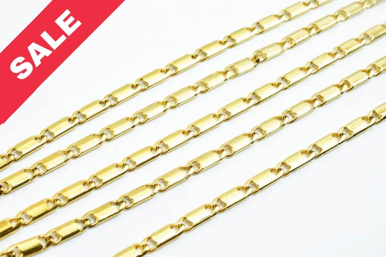 3mm 18K Gold Plated* tarnish resistant Chain Sold by Foot For Jewelry Making GFC073 jewelry making supplies