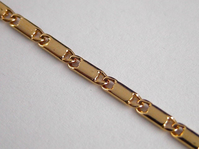 2.1mm Gold Filled chain beading chain/ bar chain 18k Gold Plated finding chain for jewelry making gfc031h sold by foot jew...