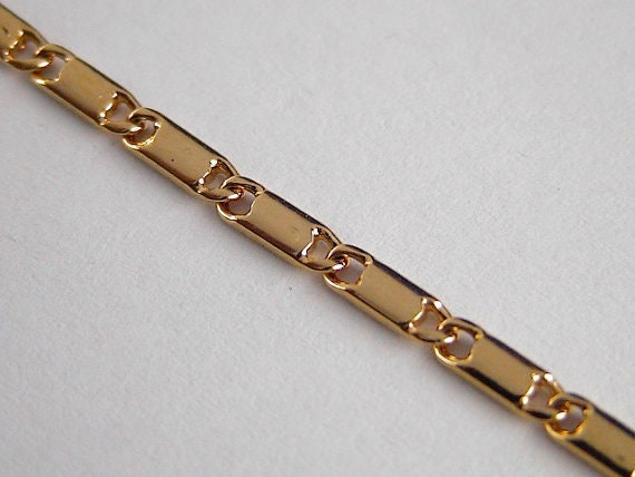 2.1mm Gold Filled chain beading chain/ bar chain 18k Gold Plated finding chain for jewelry making gfc031h sold by foot jew...