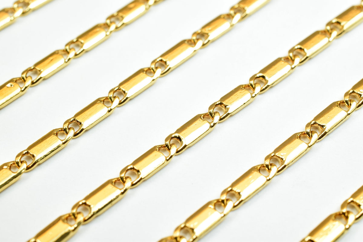 2.1mm Gold Filled chain beading chain/ bar chain 18k Gold Plated finding chain for jewelry making gfc031h sold by foot jew...