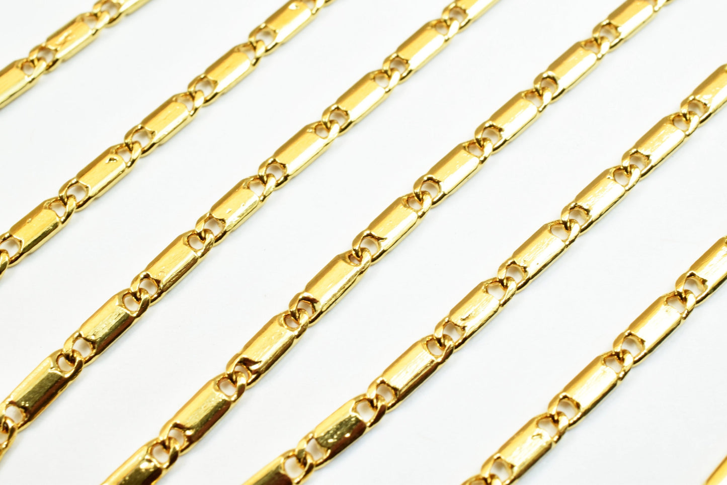 2.1mm Gold Filled chain beading chain/ bar chain 18k Gold Plated finding chain for jewelry making gfc031h sold by foot jew...