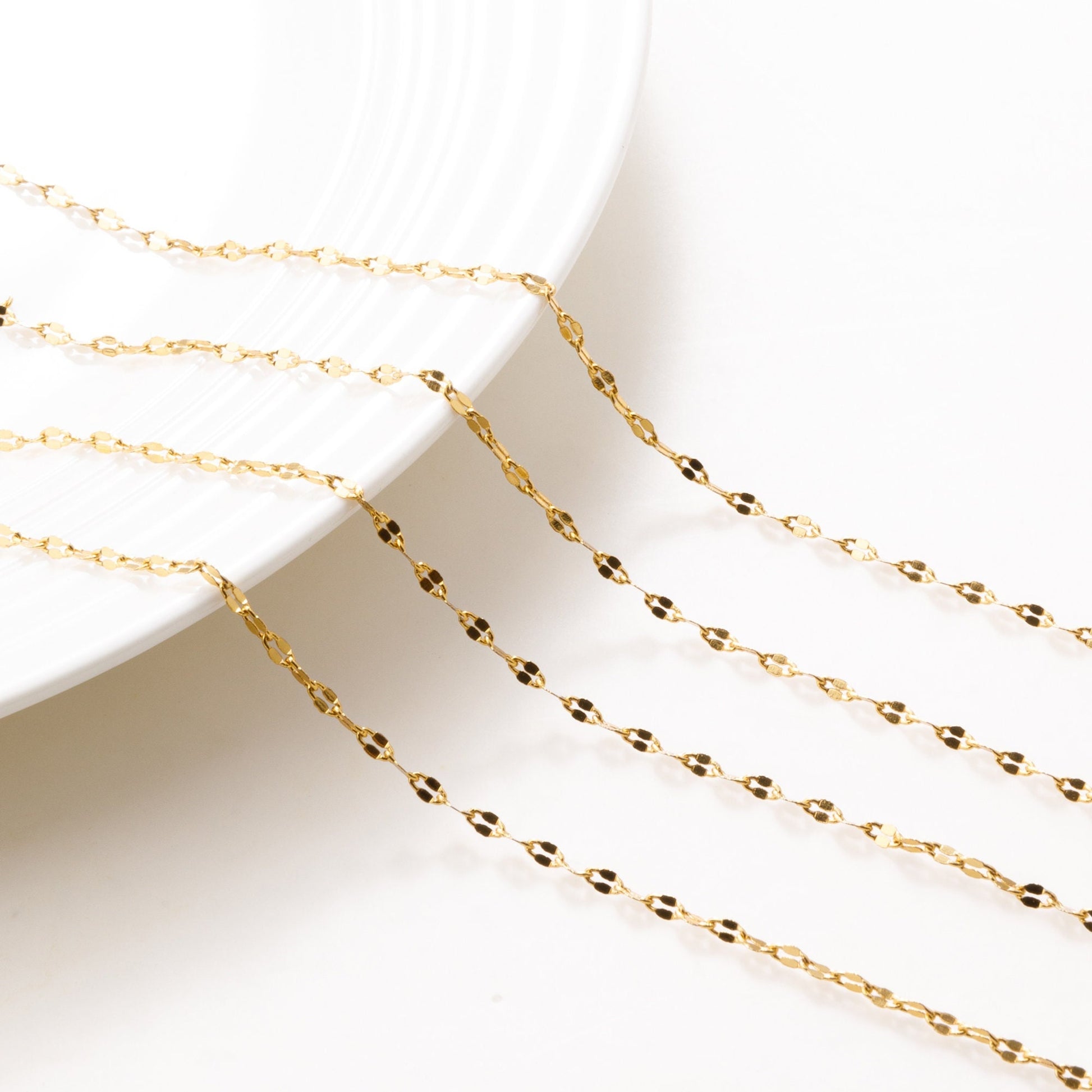Crinkle diamond cut link chain 18k Gold Plated 2mm chain sold by foot for jewelry making gfc105 jewelry making supplies -...