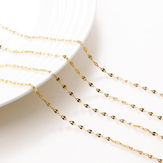 Crinkle diamond cut link chain 18k Gold Plated 2mm chain sold by foot for jewelry making gfc105 jewelry making supplies -...