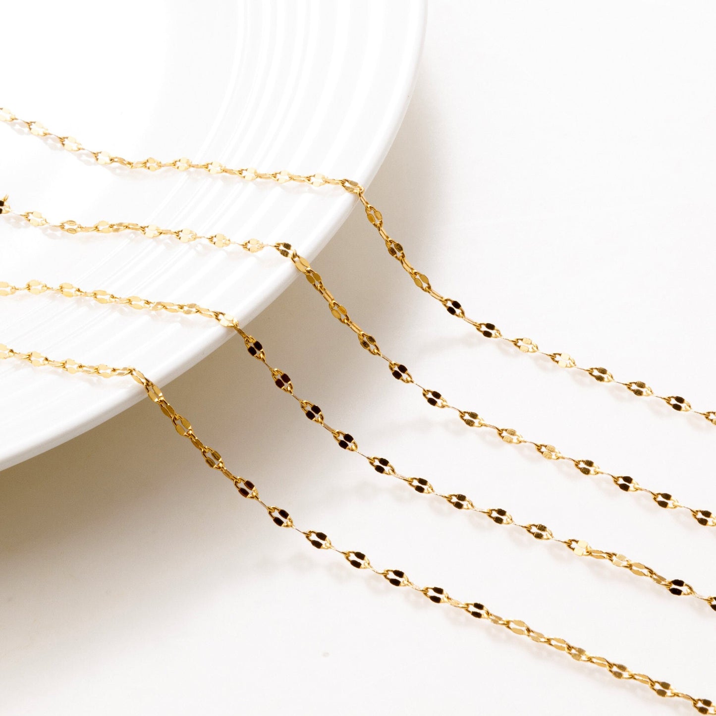 Crinkle diamond cut link chain 18k Gold Plated 2mm chain sold by foot for jewelry making gfc105 jewelry making supplies -...