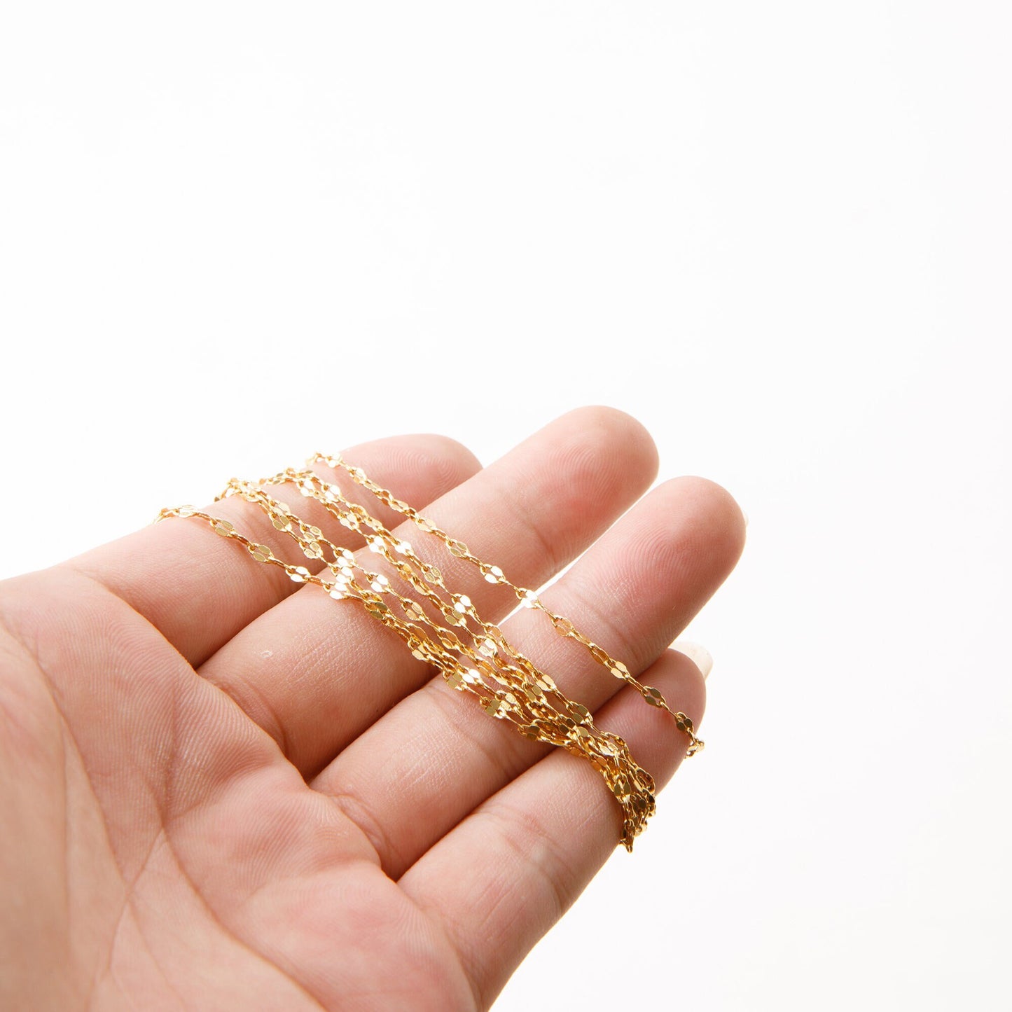 Crinkle diamond cut link chain 18k Gold Plated 2mm chain sold by foot for jewelry making gfc105 jewelry making supplies -...