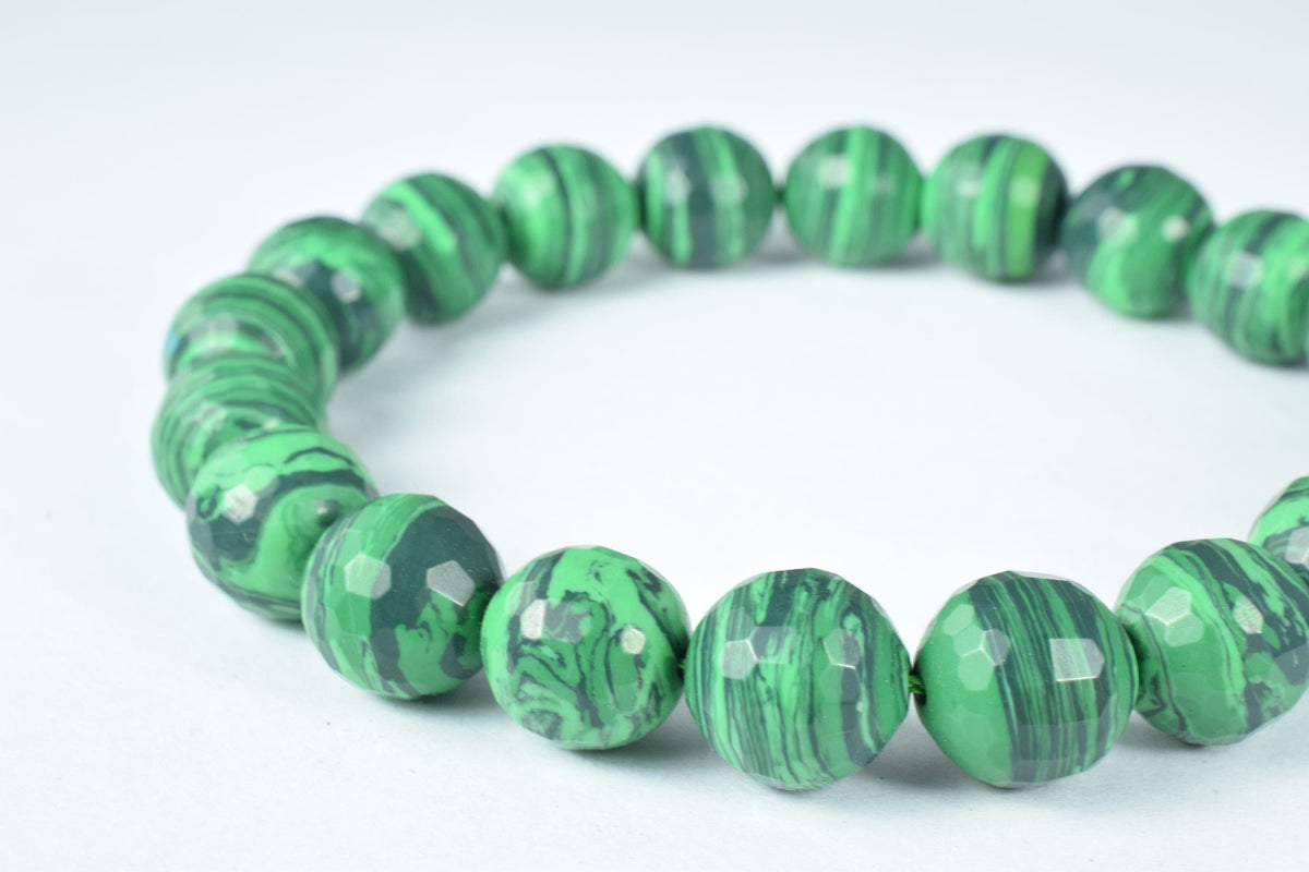 6mm/8mm/10mm/12mm  malachite faceted round gemstone beads, natural stone healing loose birthstone, gemstone for jewelry ma...