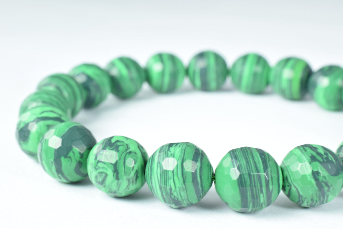 6mm/8mm/10mm/12mm  malachite faceted round gemstone beads, natural stone healing loose birthstone, gemstone for jewelry ma...