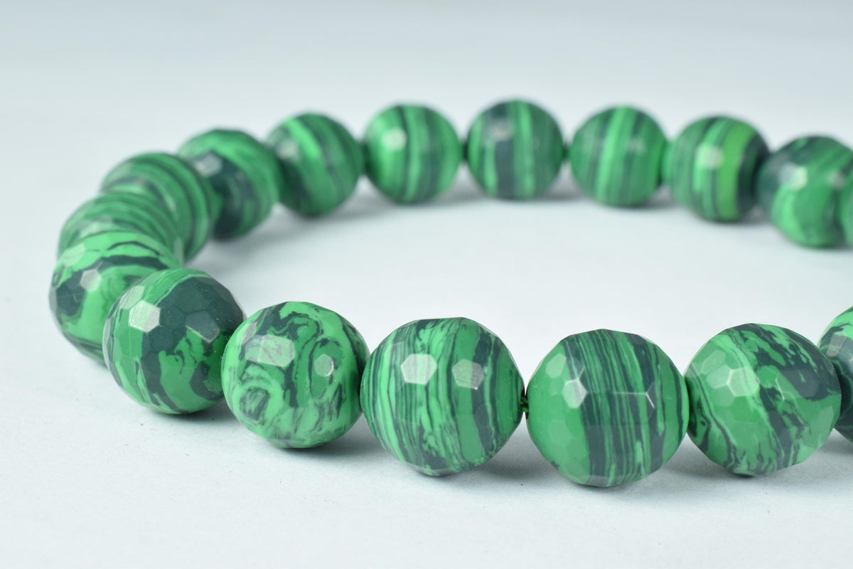 6mm/8mm/10mm/12mm  malachite faceted round gemstone beads, natural stone healing loose birthstone, gemstone for jewelry ma...