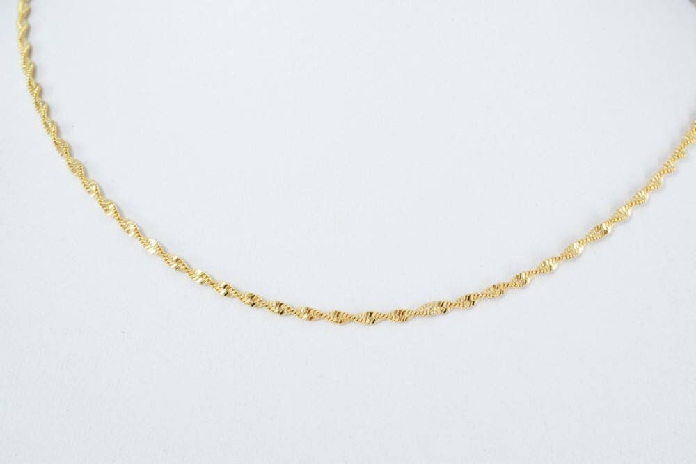 18k Gold Filled Alternative Twisted Rope Chain: Durable Jewelry Making Supply, Gold Finish (17.5 Inch Length, 2mm Thickness)
