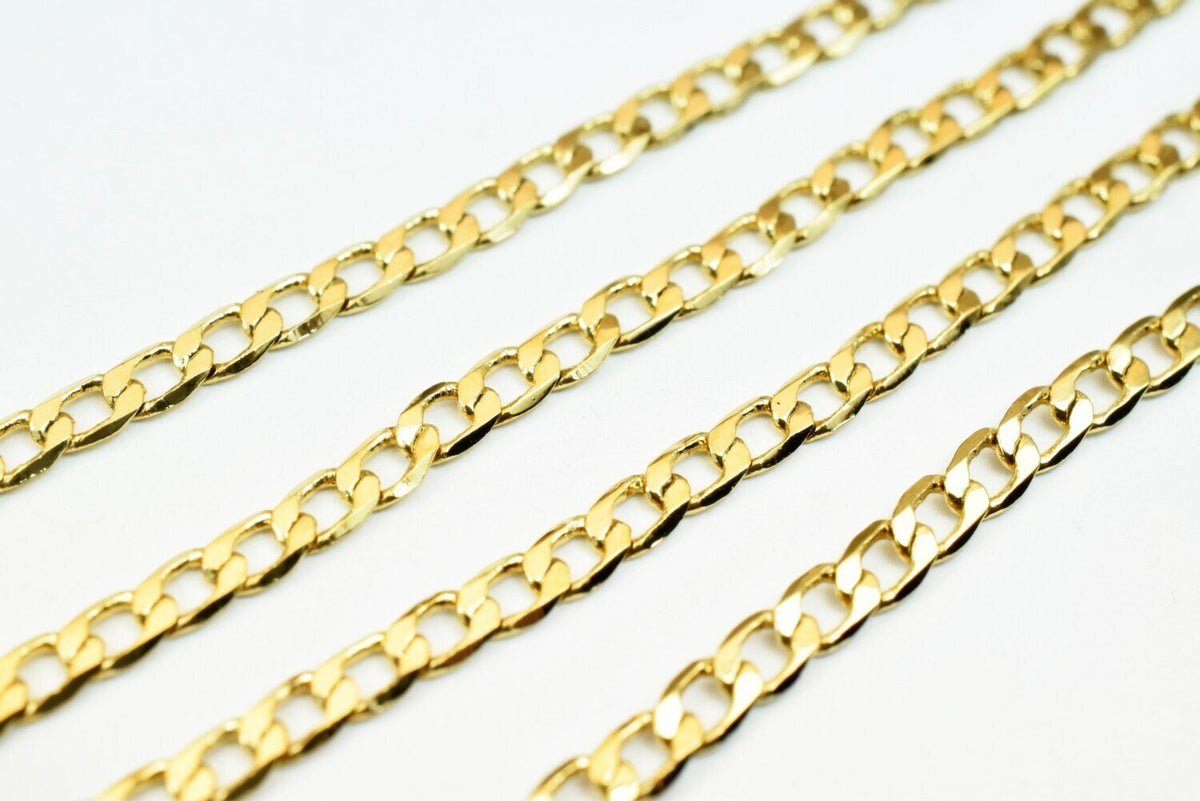 17 1/4 inches 18k gold filled EP chain curb chain/gourmette chain/cable chain width 2.5mm/thickness 1mm/ findings for jewe...