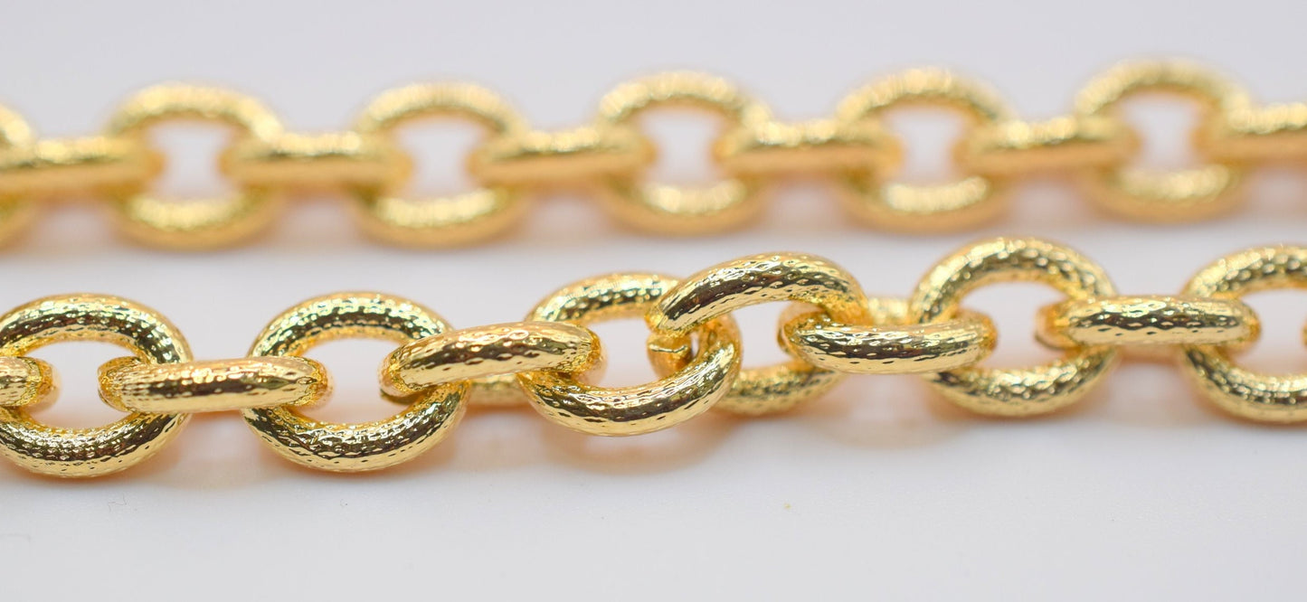 18k Gold Plated link oval diamond cut chain  for jewelry making gfc113  sold by foot jewelry making supplies - detail image 8