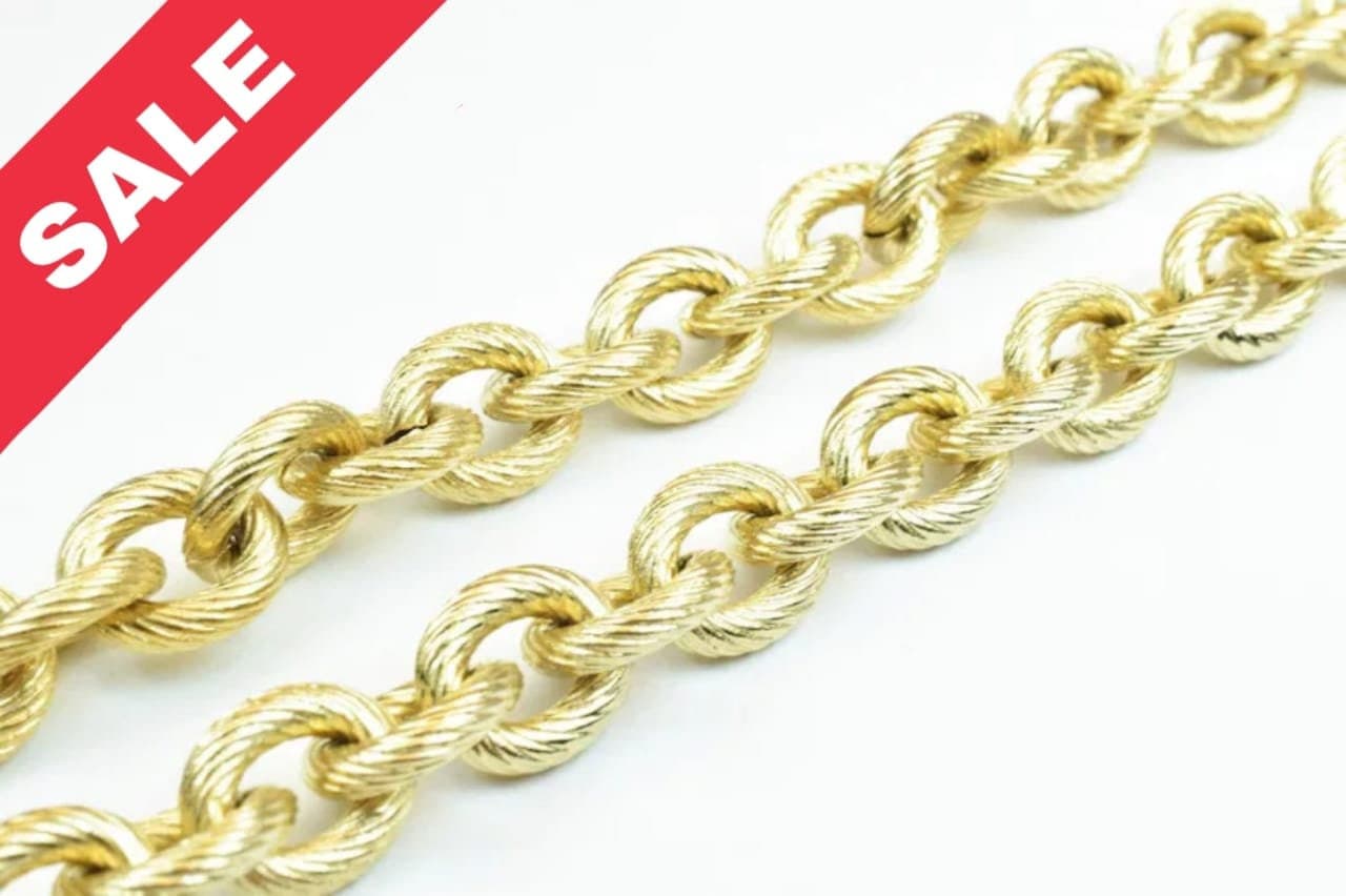 18k Gold Plated link oval diamond cut chain  for jewelry making gfc113  sold by foot jewelry making supplies