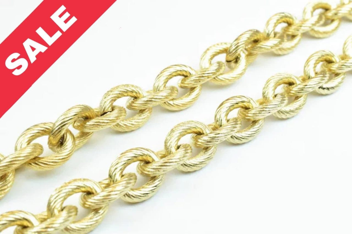 18k Gold Plated link oval diamond cut chain  for jewelry making gfc113  sold by foot jewelry making supplies