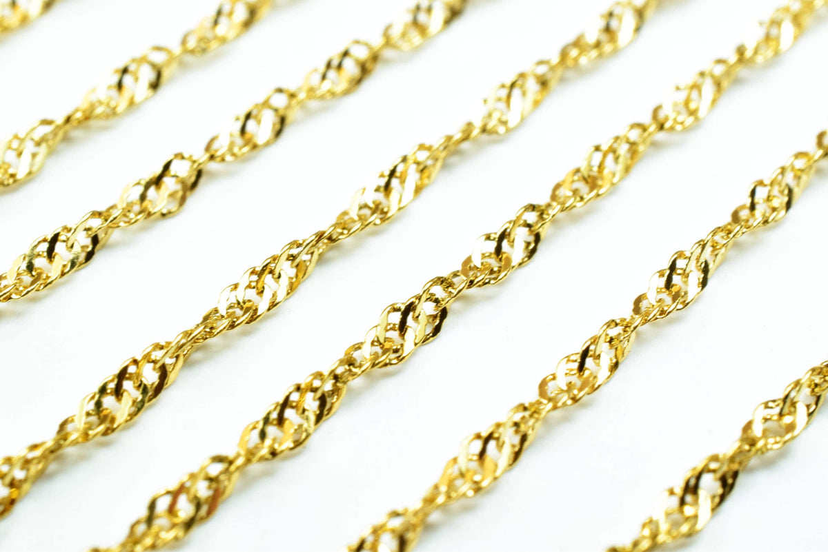 18K Gold Filled Alternative Chain: 1.5mm Singapore Style, Durable Gold Finish | Jewelry Making, Sold by Foot, Tarnish Resistant