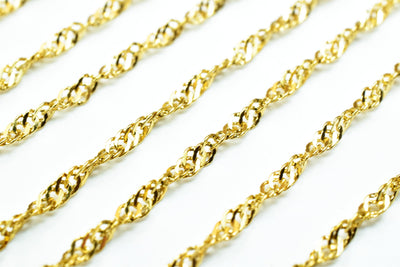 18K Gold Filled Look, EP Singapore Chain for Jewelry Making   1.5mm Sold by Foot jewelry making supplies