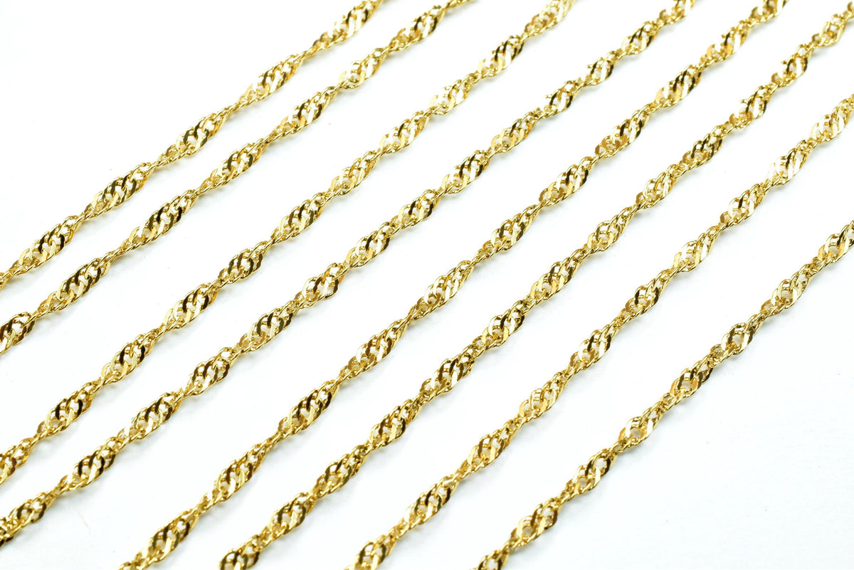 18K Gold Filled Alternative Chain: 1.5mm Singapore Style, Durable Gold Finish | Jewelry Making, Sold by Foot, Tarnish Resistant