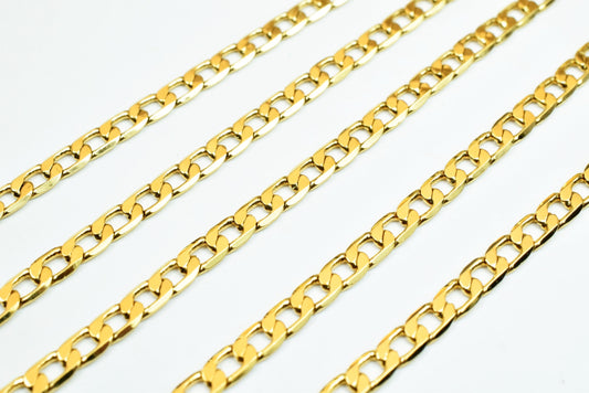 Necklace Chain Gold Filled Cuban Link: 18K Electroplated, 3mm Width, Skin-Friendly | Wholesale by Foot, Jewelry Making