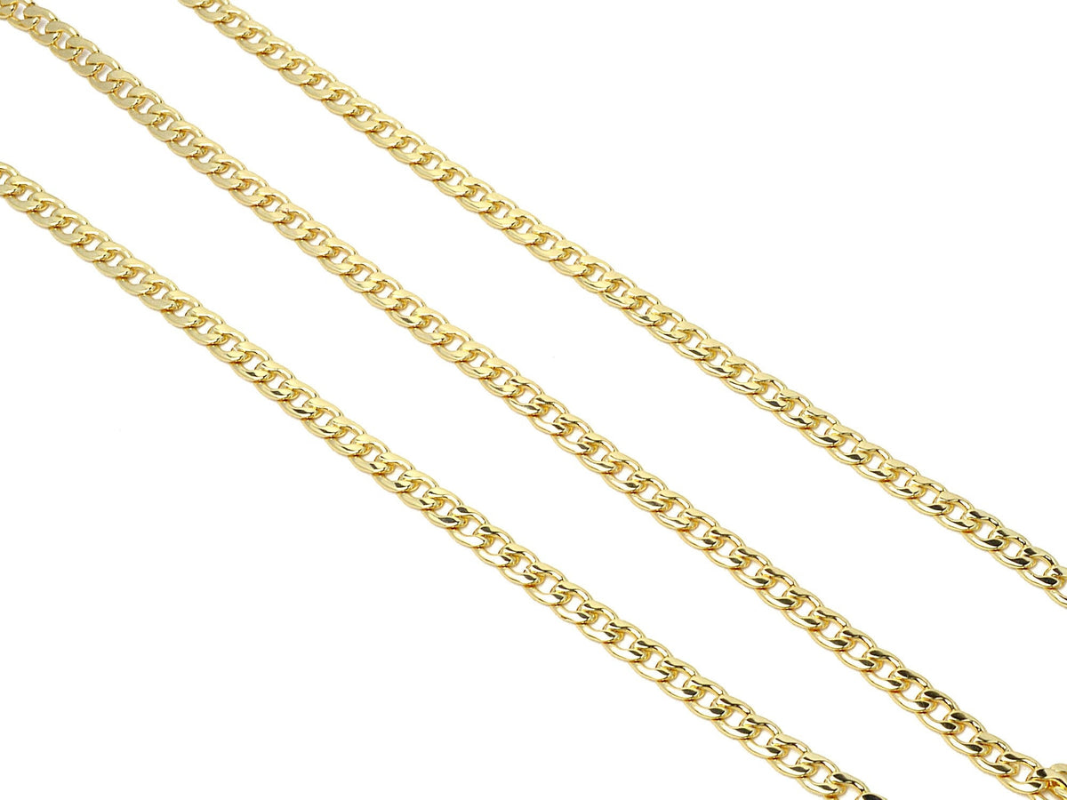 5mm /6mm Gold Plated flat cuban chain 18kgf/14kgf  gfc090a/gfc090b sold by foot findings for making jewelry jewelry making...